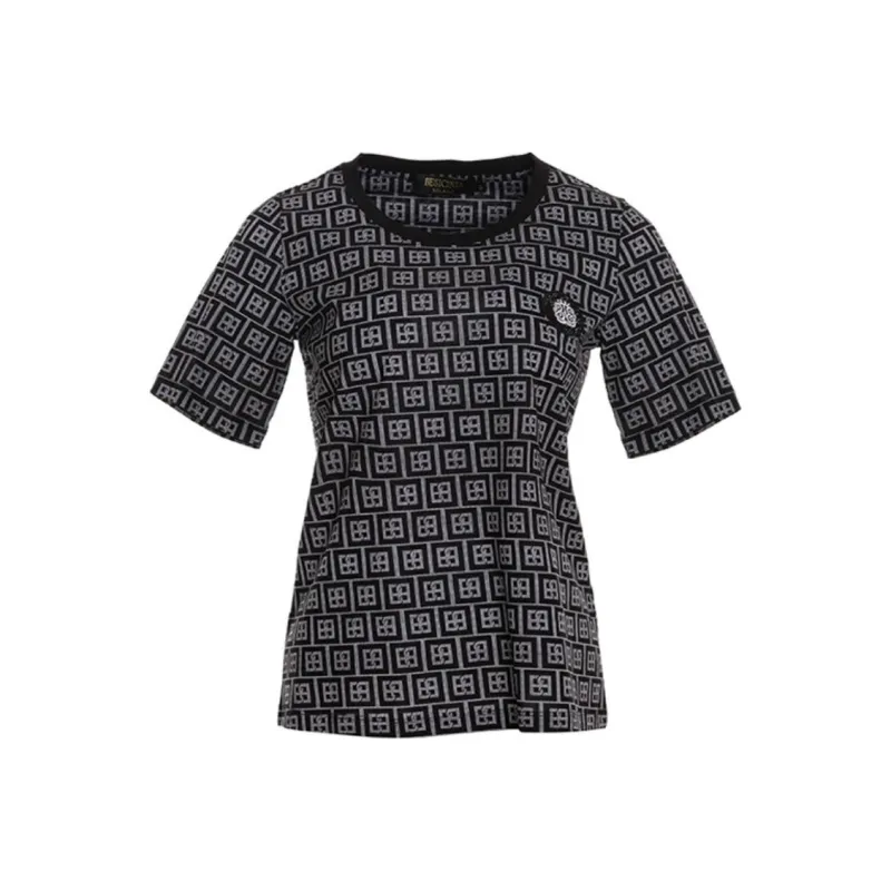 BESIONIA SS21 T Shirt Women's Black Geometric Pattern-0