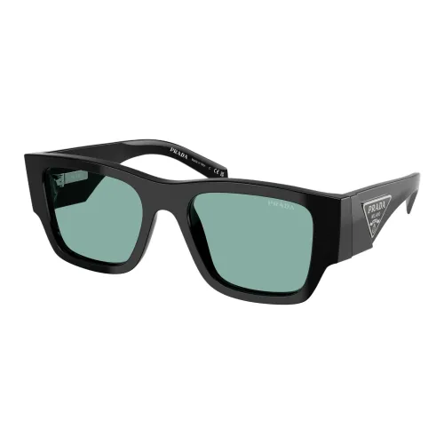 PRADA Plate Frame Square Sunglasses Unisex Black