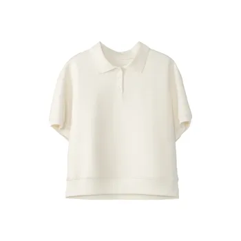 Fstudio Early Spring Korean Style Commute Versatile Short Sleeved Polo Shirt Women's Ecru
