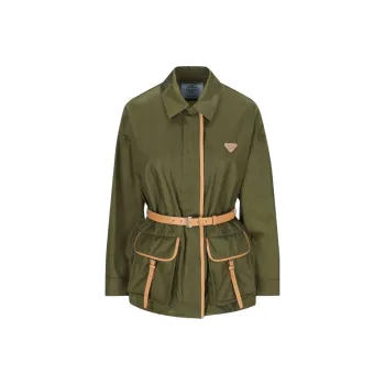 PRADA Logo Patch Belted Waist Jacket