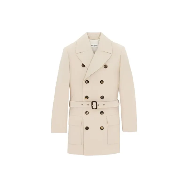 SAINT LAURENT Belted Double breasted Coat-0