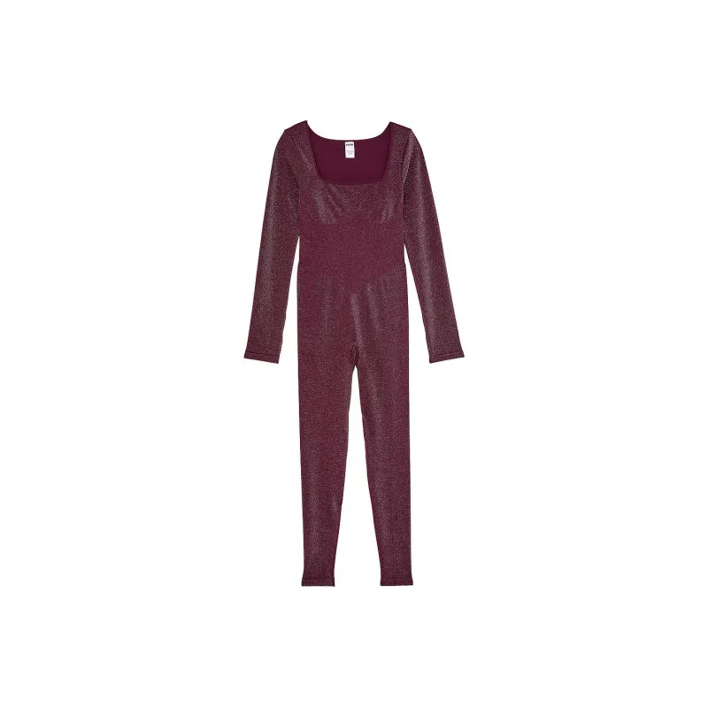 Victoria's Secret PINK Long-Sleeve Square Neck Onesie/Wild Rose Bling Bodysuits Women's Wild Rose Accessory-0