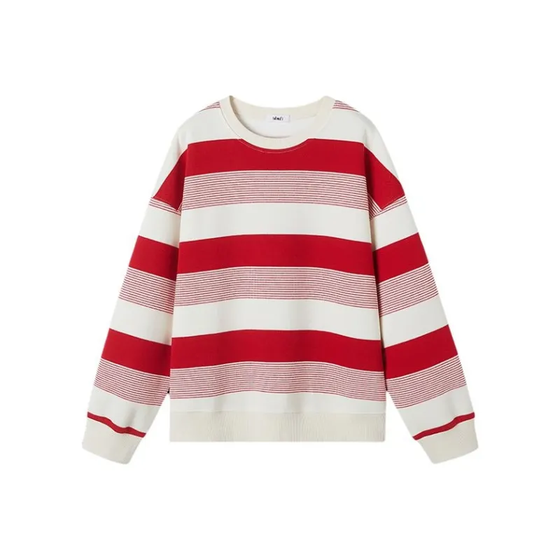 Demana Sweatshirt Women's Red White Stripes-0