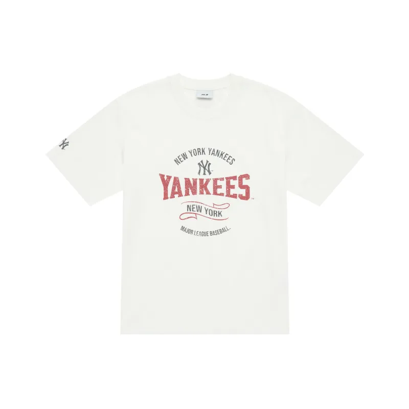 MLB Preppy Style Collection New York Yankees SS25 T Shirt Unisex White-0