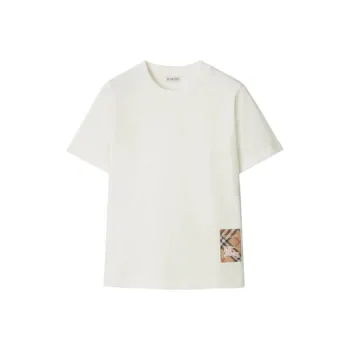 Burberry Check Label T Shirt 'Chalk'