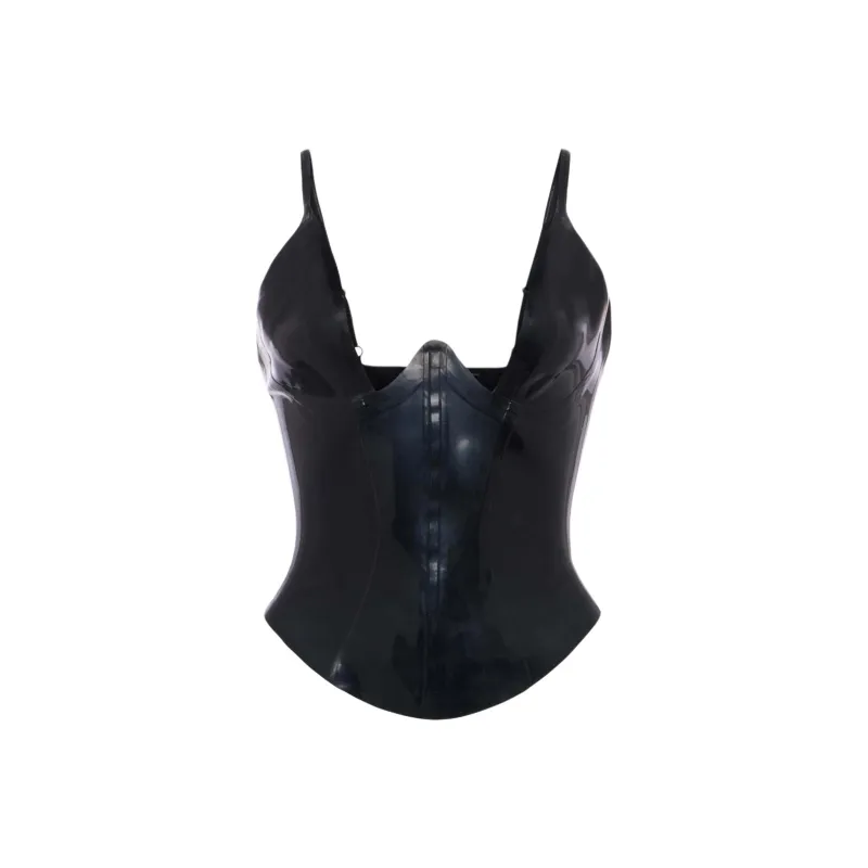 Khy X Poster Girl Latex Plunge Tank Black-0