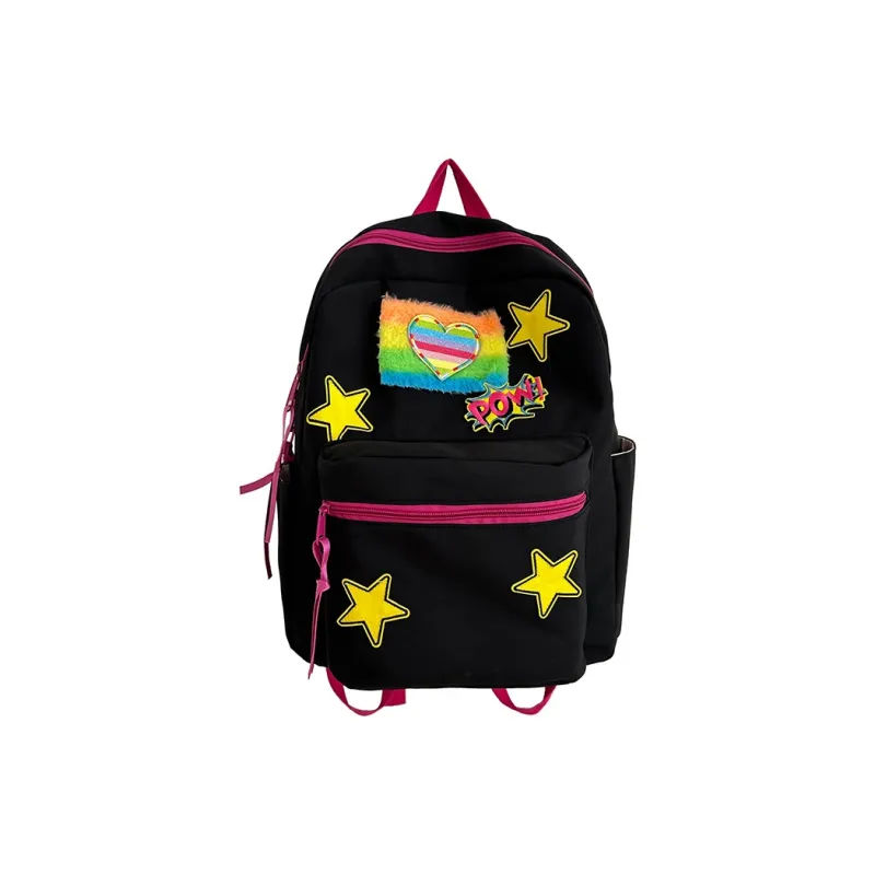 URBAN FOREST Nylon Backpack Unisex White/Black/Yellow/Blue/Pink-2