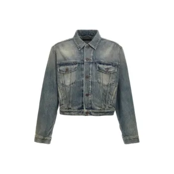 Balenciaga Logo Rhinestone Embellished Denim Jacket
