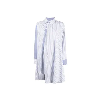 Yohji Yamamoto Asymmetric Striped Cotton Shirt