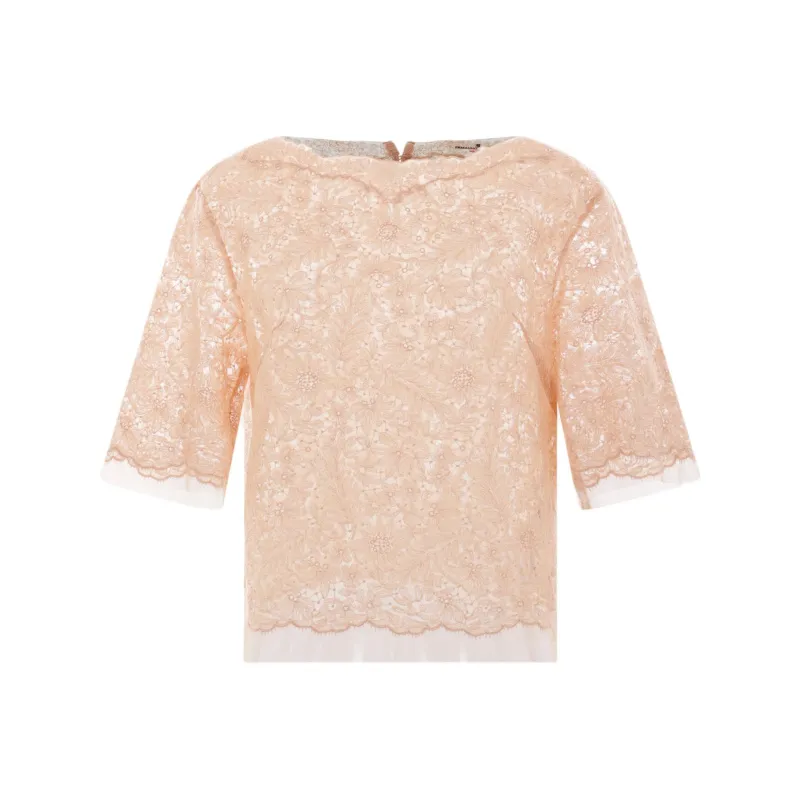 ERMANNO SCERVINO Floral Lace Short Sleeved Blouse-0