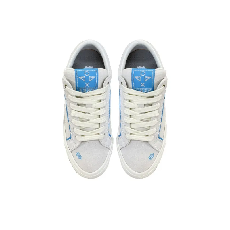 X JIMSUN Slip Resistant Cushioning Abrasion Resistant Low Top Skateboard Shoes Unisex White Blue-1