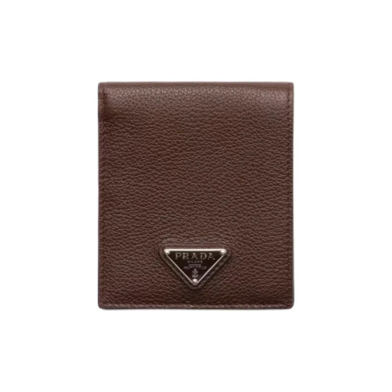PRADA Cow Leather Wallet Unisex Brown-0