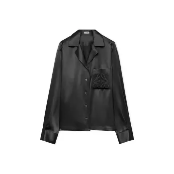 LOEWE Pyjama Blouse Crafted In Medium weight Silk Satin Shirt Women's Black