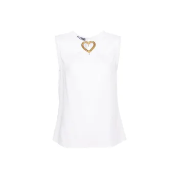 MOSCHINO Heart Cut Out Embellished Sleeveless Blouse