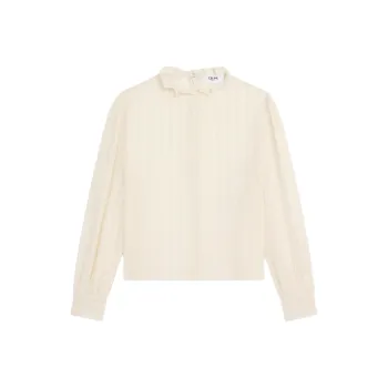 CELINE Cropped Blouse In Muslin Cotton And Wool