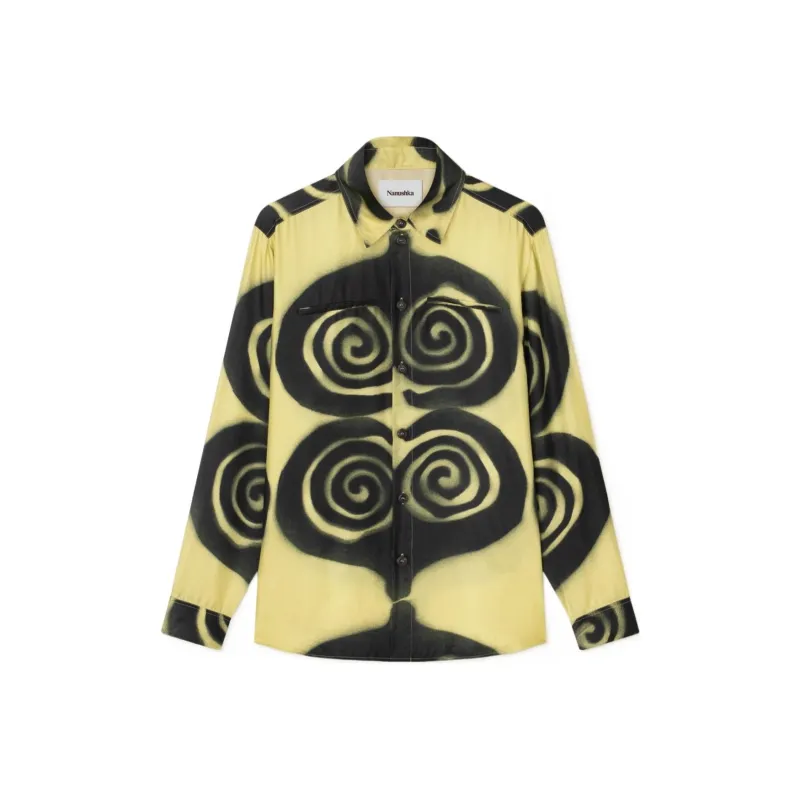 NANUSHKA Sabrin Spiral print Silk Shirt-0