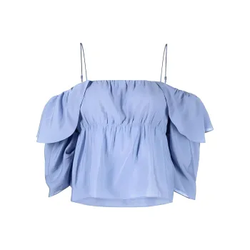 VINCE Cold shoulder Ruffle Blouse