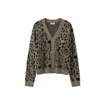 CHUU Knitwear Women's Gray Leopard Print