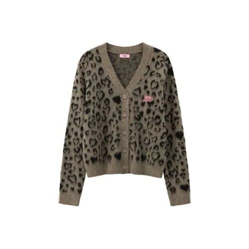 CHUU Knitwear Women's Gray Leopard Print