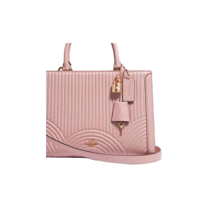 COACH Zoe Leather Handbag Shoulder Bag Tote Bag Shopping Bag Crossbody Bag Women's Cherry Blossom Pink-3