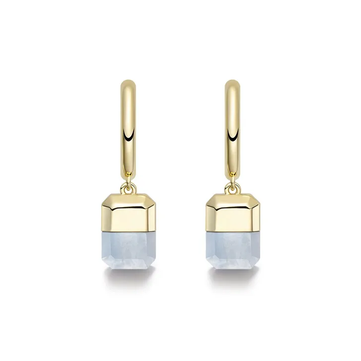 HEFANG Candy Series Copper Alloy Lucky Sugar Cube Hoop Earrings Women's-9
