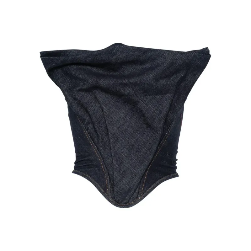 Magda Butrym Draped Strapless Denim Corset-0