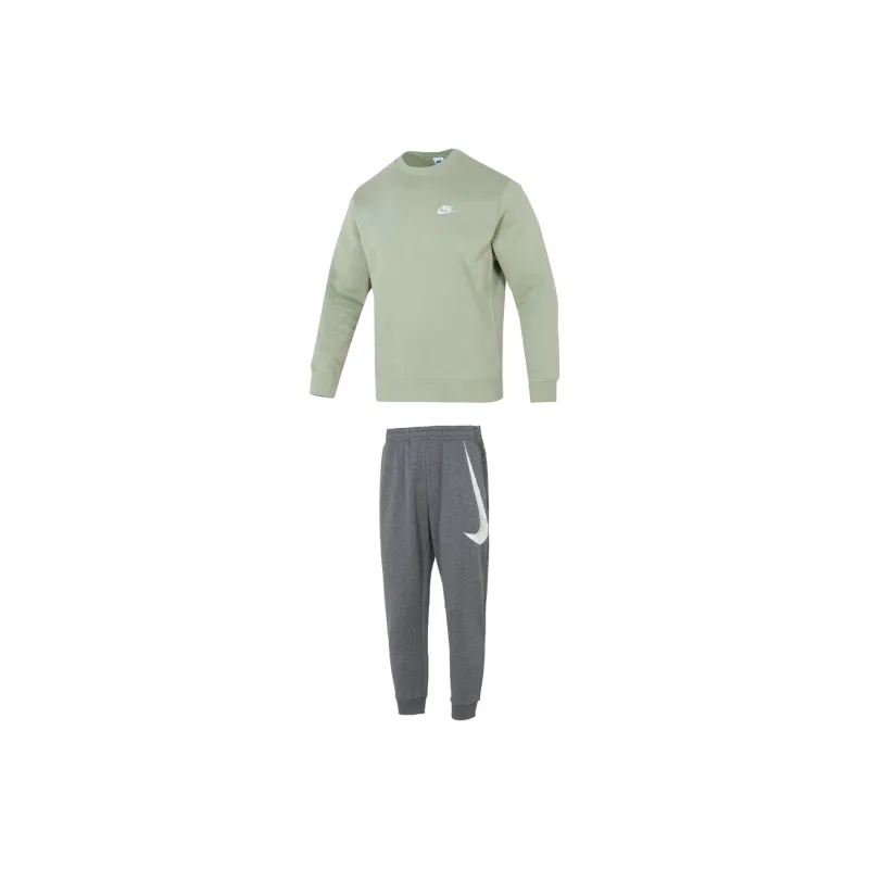 Nike Casual Sportswear Men Set Green Top+Gray Pants-0