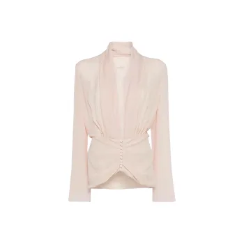 POPO.INFO Cinched Waist Pleated Long Sleeved Women's