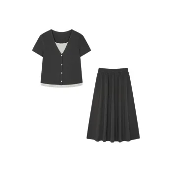 Mo Han Yi Mei Skirt Set Women's Dark Gray