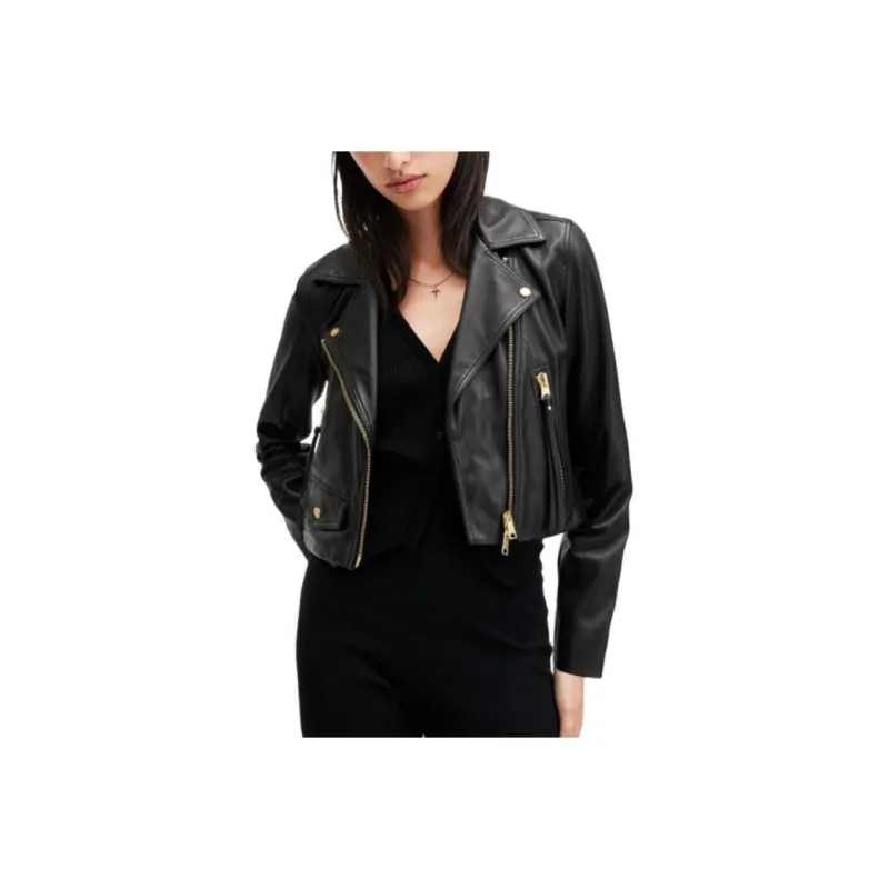 ALLSAINTS Elora Cropped Leather Jacket-0