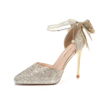 Lan Miao Slim Heel High Heels Women's Champagne