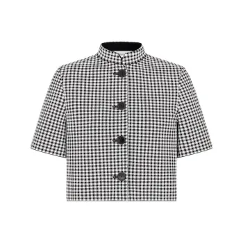 DIOR Checkered Button Up Short Sleeved Jacket