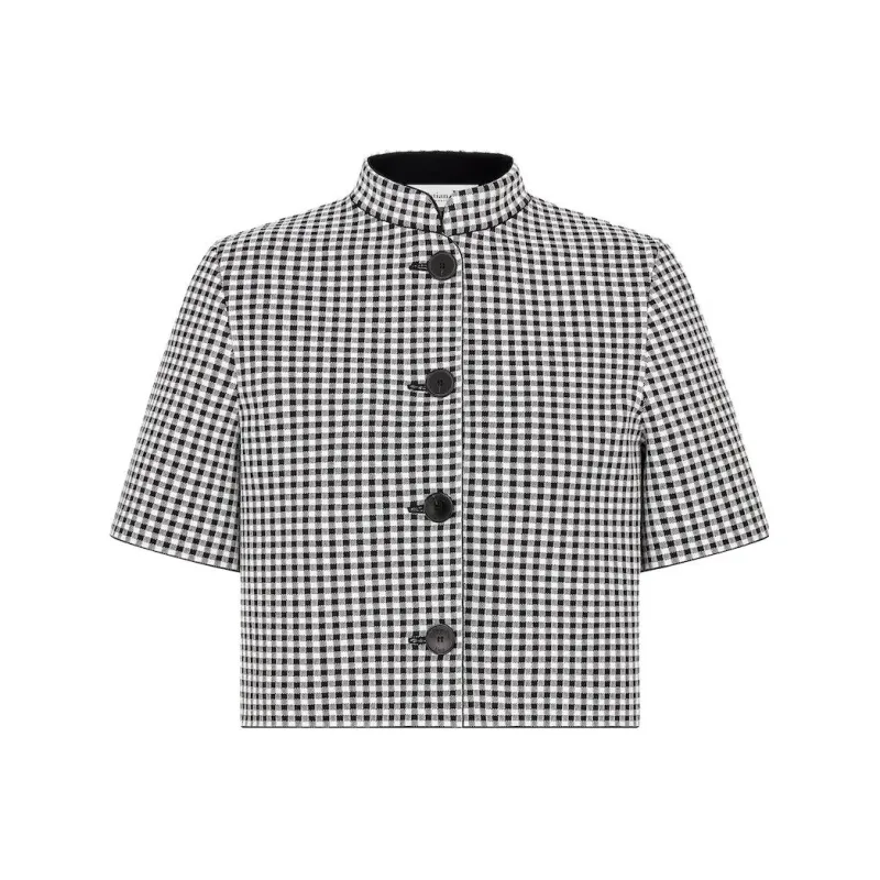 DIOR Checkered Button Up Short Sleeved Jacket-0