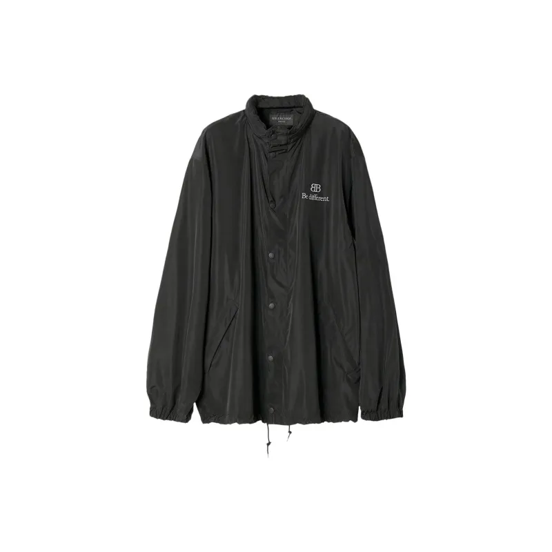 Balenciaga Logo Print Windbreaker Jacket 'Black'-0