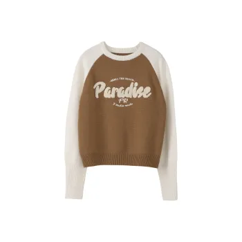 Fstudio Fall And Winter Korean Style Letter Multicolor Top With Advanced Feel Inner Layer Women's