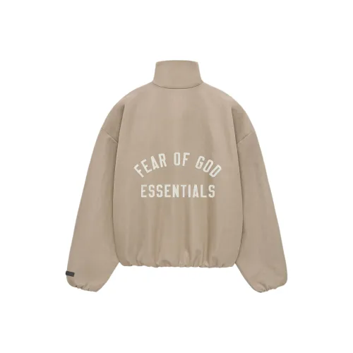 Fear Of God Essentials Military Nylon Hooded Jacket Women's Textured Nylon Track Jacket Desert Sand