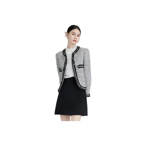 PKHP Jackets Coats Women's Black White Plaid