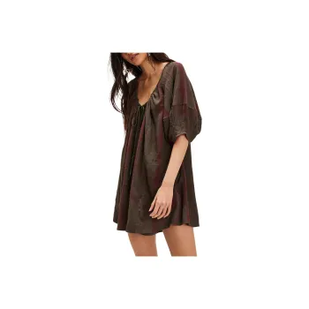 FREE PEOPLE Bop Around Romper Bodysuits Women's Dark Gray Overdye/Dark Gray
