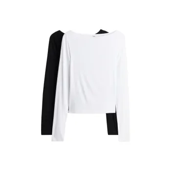 H&M T Shirts Women's 2 Pack Black+White