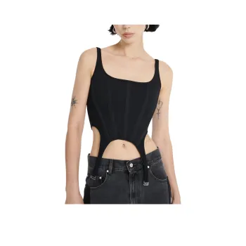 DION LEE TERRY GARTER CORSET Camisole Women's BLACK/Black