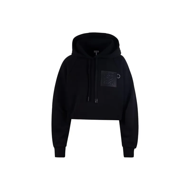 LOEWE Cropped Hoodie In Cotton Sweatshirt Women's Black-0