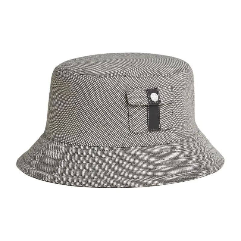 HERMES Canvas, Calfskin, Linen, Palladium Plated, Cotton Elastane Bucket Hats Men's Gray-1
