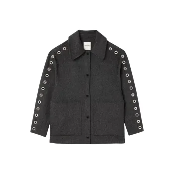 Sandro Eyelet detail Wool blend Coat