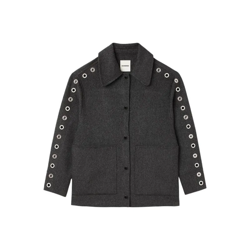 Sandro Eyelet-detail Wool-blend Coat-0