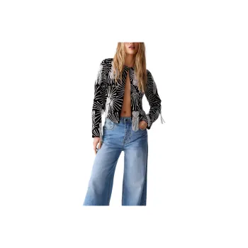 NASTY GAL Velvet Heart Pearl Tassel Jacket Jackets Coats Women's Black