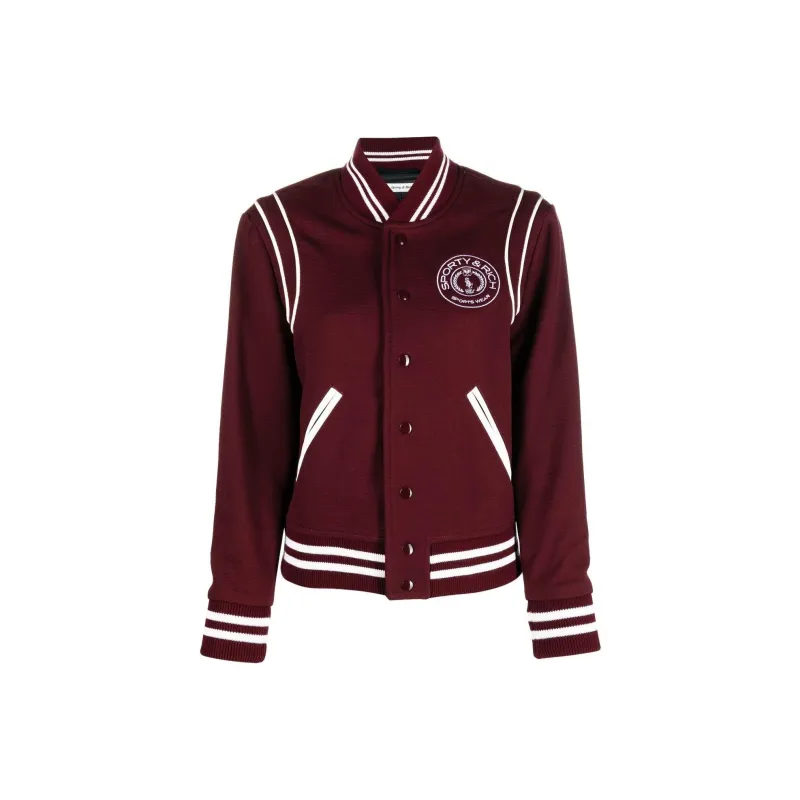 SPORTY & RICH Logo Embroidered Varsity Jacket-0