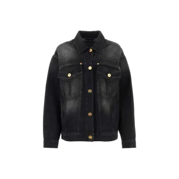 VERSACE Oversized Button-Up Denim Jacket