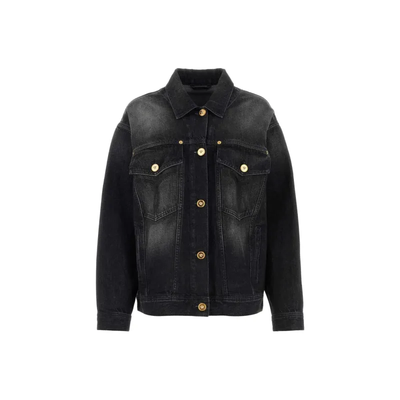 VERSACE Oversized Button Up Denim Jacket-0