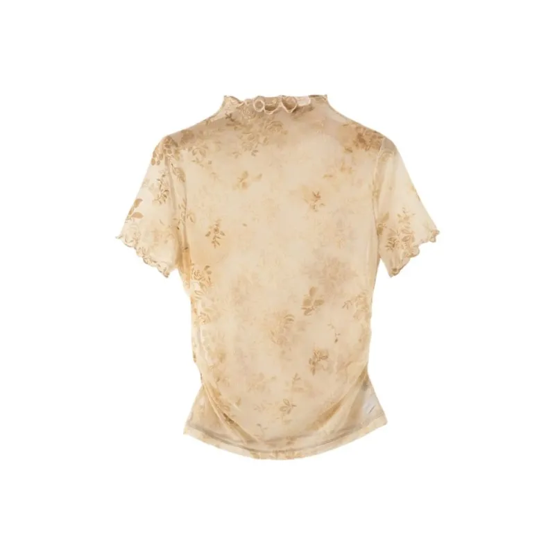 Late White T Shirt Women's Apricot Yellow-0