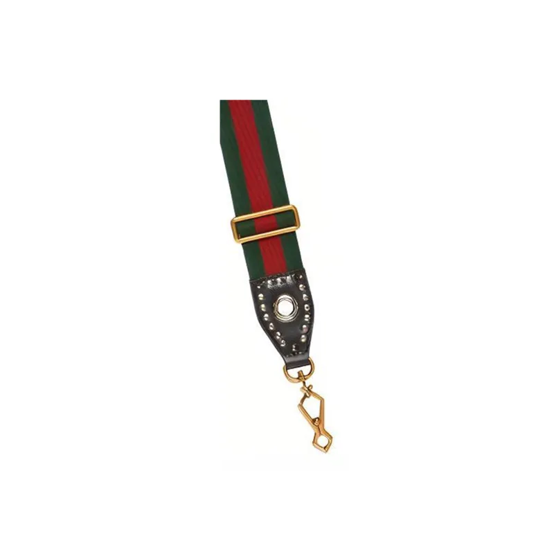 GUCCI Canvas-panelled Leather Detailing Shoulder Strap Bag Straps Women's Green/Red-4